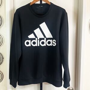 adidas Mens Big Logo Fleece Sweatshirt - Black White, Size 2XL